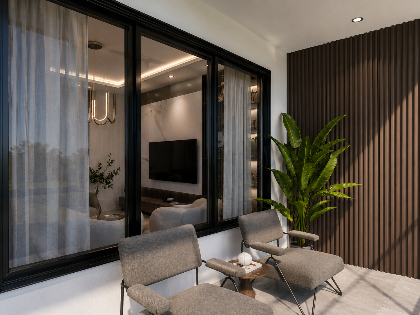 The Meridian condo balcony, daytime